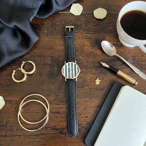 Francesca's Collections Black and Gold Striped Smartwatch